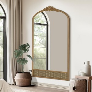 Carved Floral Vine Solid Wood Full-Length Mirror - Brown Frame 180x93x4cm - 1 of 3