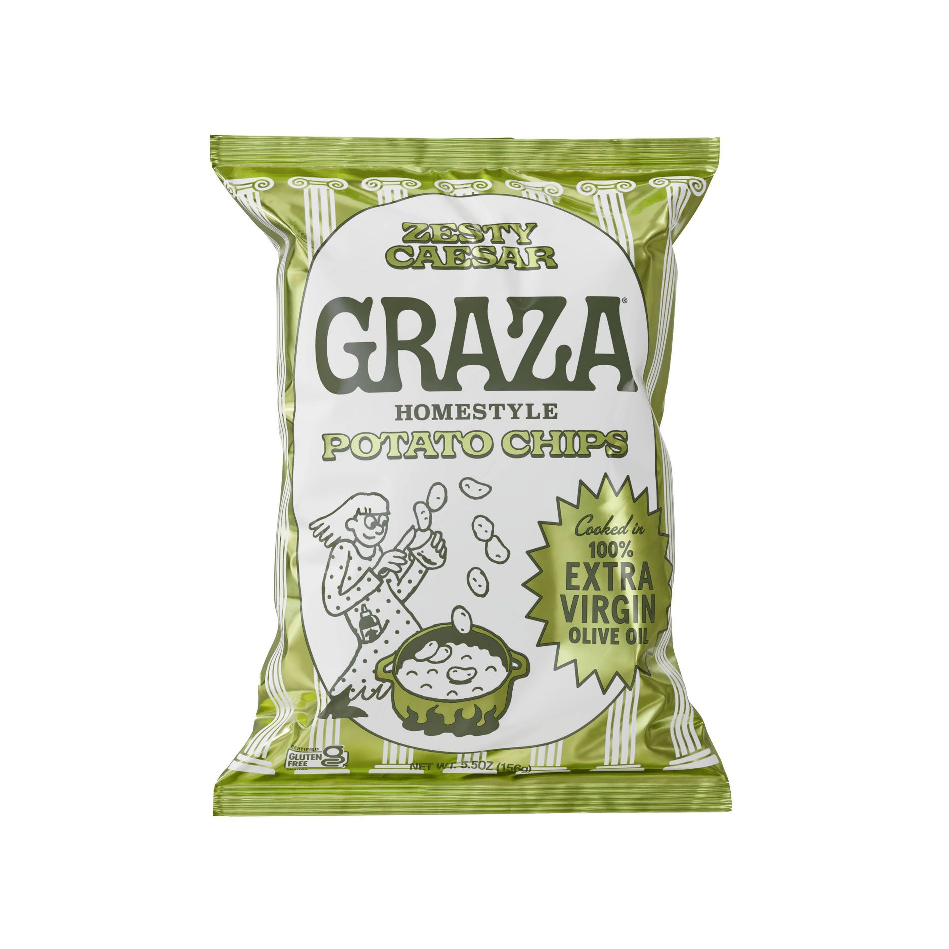 Graza Extra Virgin Olive Oil Zesty Caesar Potato Chips Bag - 5.5oz