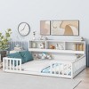 Full Size Floor Bed with Side Bookcase, Shelves and Guardrails - 3 of 4