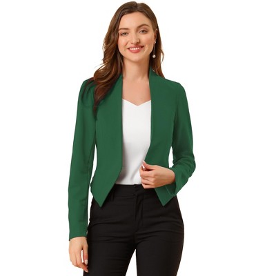 Allegra K Women's Collarless Work Office Long Sleeve Cropped Blazers ...