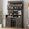 Kitchens Coffee Hutch Cabinet Farmhouse Coffee Bar Cabinet 75" Tall Buffet Cabinet w/ Storage Large Bar Cabinet Buffet Sideboard w/ Sliding Barn Door - 3 of 4