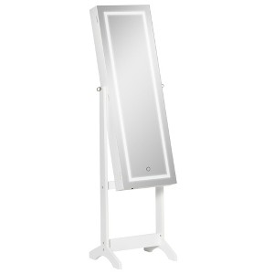 HOMCOM Floor Standing Jewelry Cabinet with LED Light, Lockable Jewelry Organizer with Full-Length Mirror, and 4 Adjustable Angles - 1 of 4
