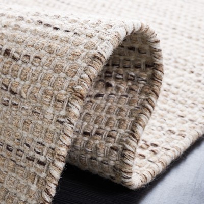 Ivory and Beige Hand-Knotted Wool Area Rug, 3' x 5'