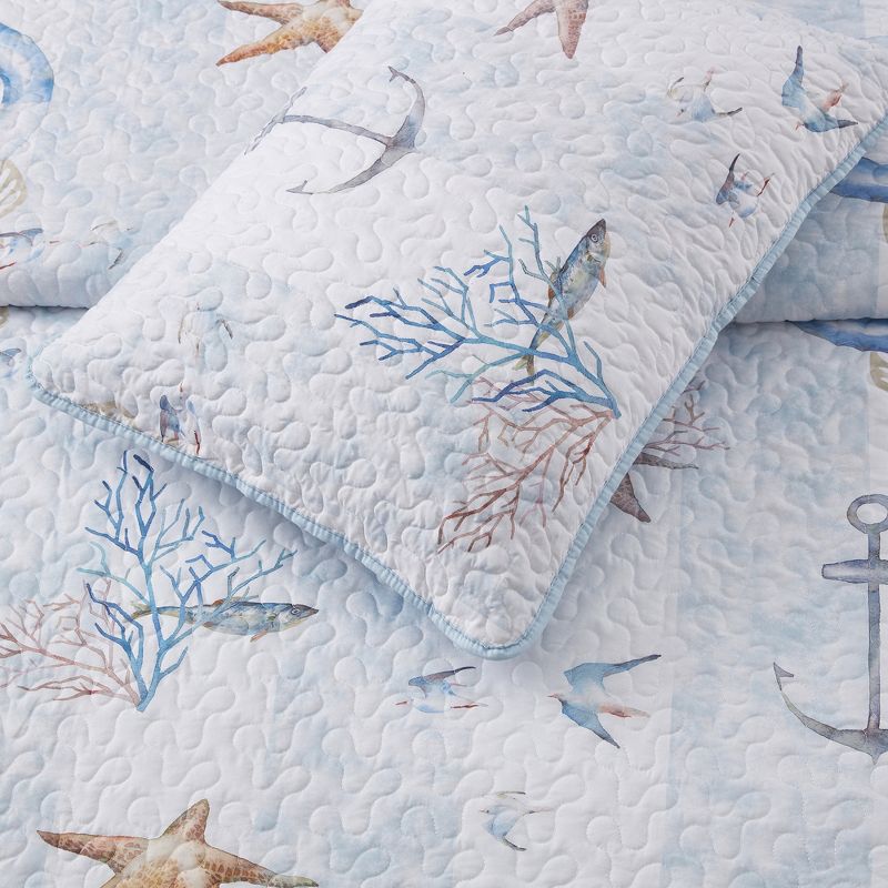 Ocean Breeze 3pc Quilt and Sham Embroidered Soft and Luxurious Set by Sweet Home Collection™, 3 of 7