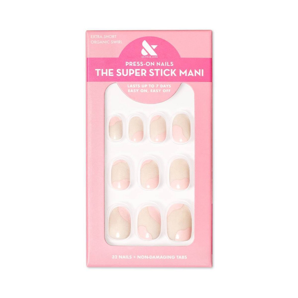 Olive & June Fake Nails - XS Round - Organic Swirl - 32ct