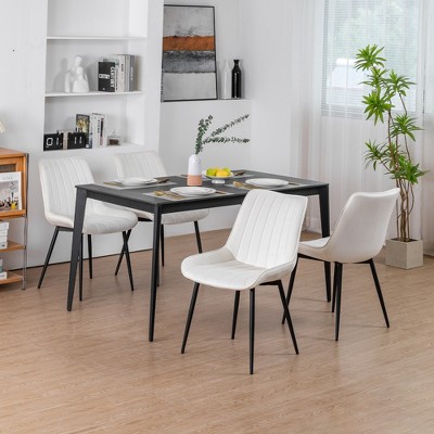 DYHOME Mid-century Modern Dining Chairs, Velvet Upholstered Metal Side Chair, Set of 4