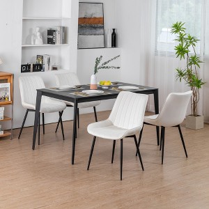 DYHOME Mid-century Modern Dining Chairs, Velvet Upholstered Metal Side Chair, Set of 4 - 1 of 4