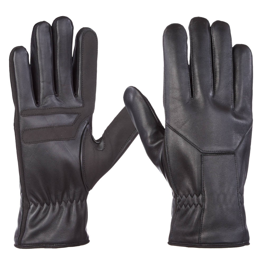 Isotoner Men's Faux Leather Gloves - Black L