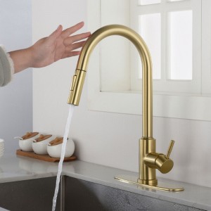 Touch-Activated Kitchen Faucet with Retractable Sprayer - 1 of 3