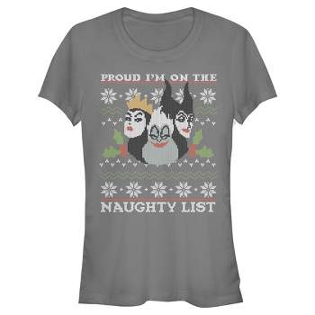 Juniors Womens Disney Princesses Christmas Naughty List T-Shirt