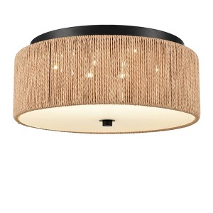 Claxy LED Flush Mount Ceiling Light Brown Paper Twine Shade - 1 of 4