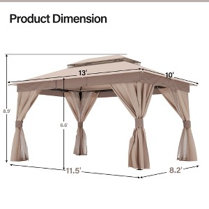 YARDGRACE Semi-Permanent Patio Gazebo 10'x13' with Expansion Bolts, Outdoor Heavy Duty Party Tent with Double Roofs - 1 of 4