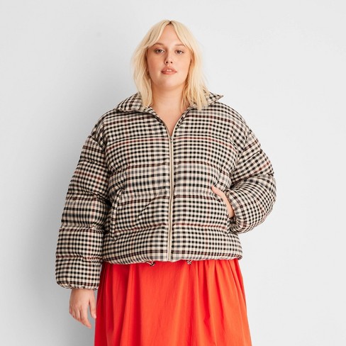 Checkered sales puffer jacket