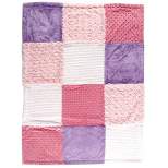 Hudson Baby Infant Girl Multi-Fabric Panel Plush Blanket, Pink, One Size