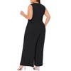 Agnes Orinda Women's Plus Size Sleeveless Crew Neck Wide Leg with Pocket Jumpsuit - 4 of 4