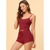 cheibear Women's Spaghetti Straps Cami Tops with Shorts Lounge Sleepwear Pajama Set - 2 of 4