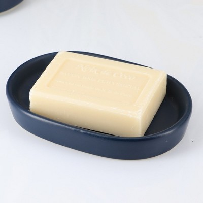 Evideco French Home Goods Elegant Stoneware Soap Dish – Oval Shape, Smooth Texture, Ideal for Bathrooms & Kitchens