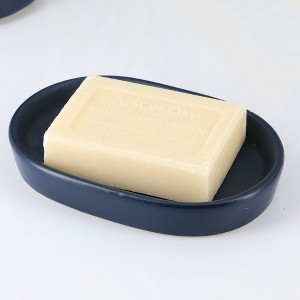 Evideco French Home Goods Elegant Stoneware Soap Dish – Oval Shape, Smooth Texture, Ideal for Bathrooms & Kitchens - 1 of 4
