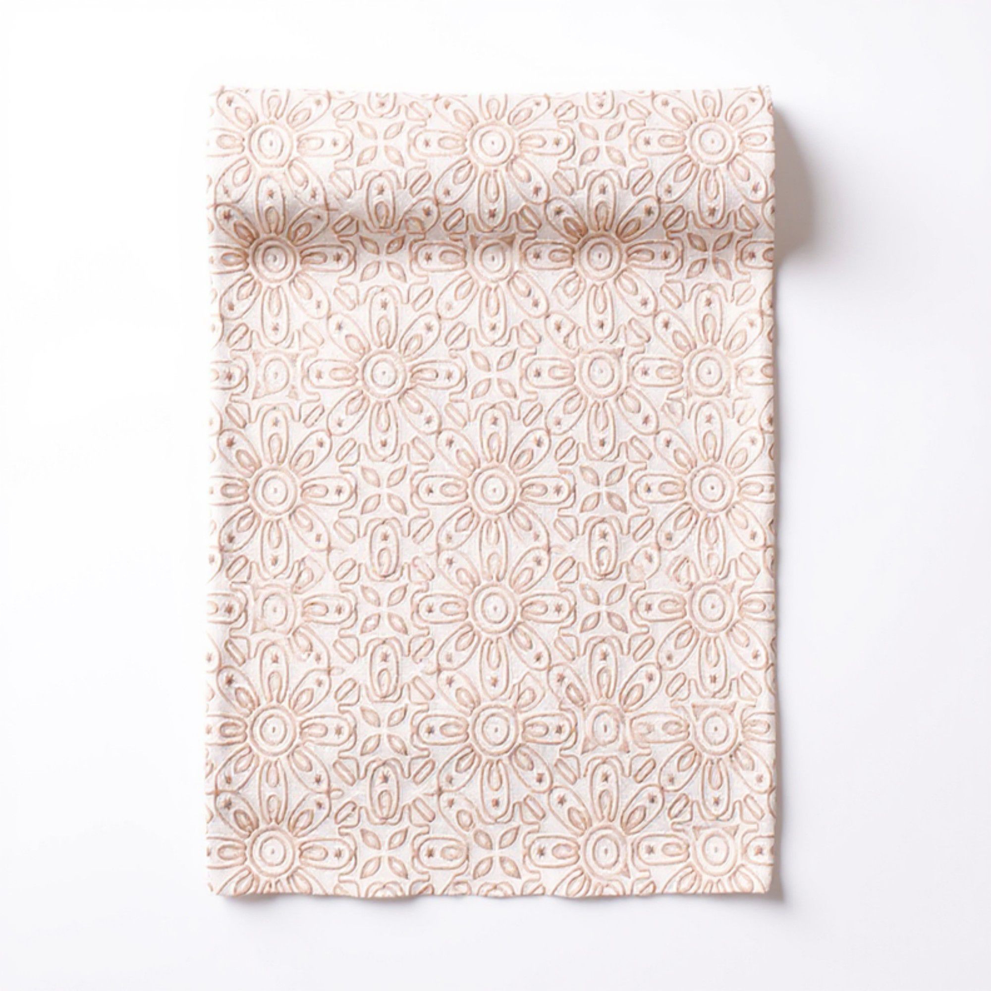 Alilang Floral Embroidered Table Runner with Intricate Pattern Detailing 13.5x47in - Light Beige