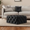 33"  Blue Velvet Rolling Tufted Cocktail Ottoman - 2 of 4