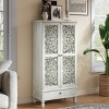 Vintage Tall Display Storage Sideboard with Hollow-Carved Doors and Drawers, Elegant Accent Cabinet for Living Room, Entryway-Panipeachy - 2 of 4