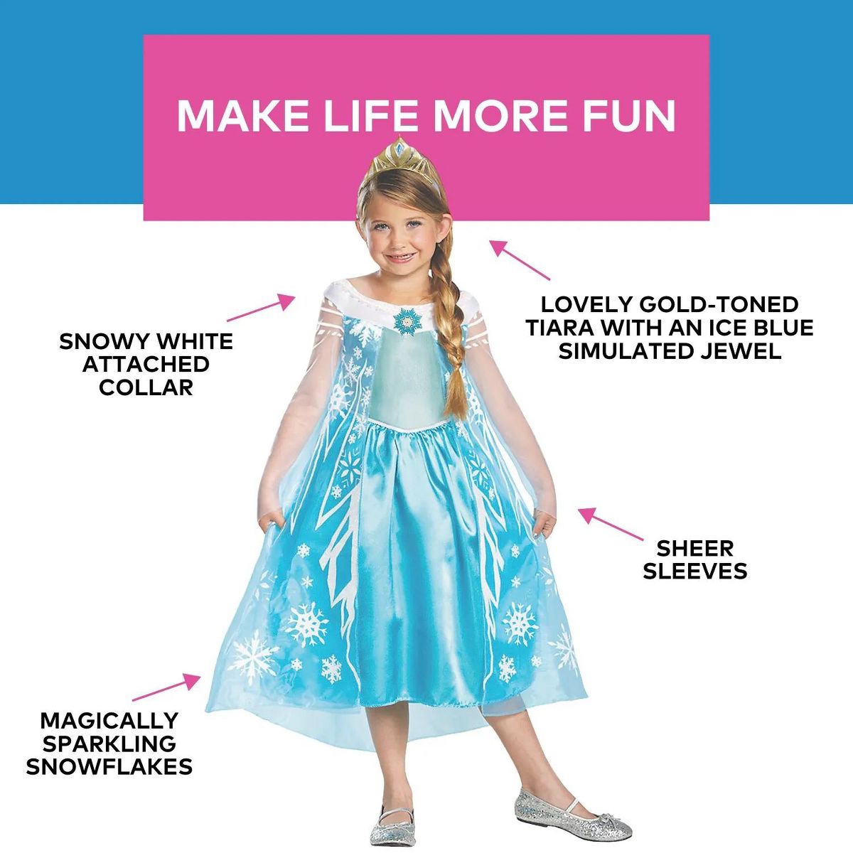 Girls' Disney Frozen Elsa Deluxe Costume - thumbnail 2