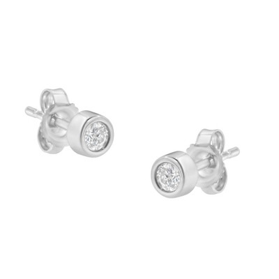 10K Gold 1/7 Cttw Round Brilliant-Cut Diamond Bezel-Set Stud Earrings
