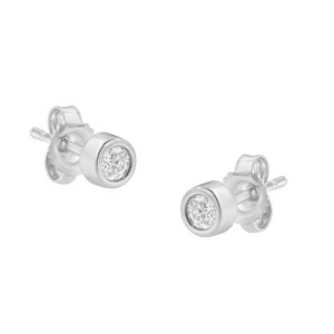 10K Gold 1/7 Cttw Round Brilliant-Cut Diamond Bezel-Set Stud Earrings - 1 of 4