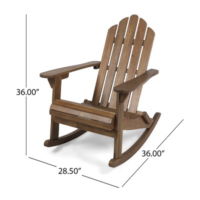 Cara Dark Brown Acacia Wood Adirondack Rocking Chair