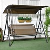 Outsunny 3-Person Porch Swing with Stand, Outdoor Swing for Patio Porch with Adjustable Tilt Canopy & Comfortable Swing Bench-Style Seat, Steel Frame - 3 of 4