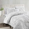 Nestl 3 Piece Pinch Pleated Duvet Cover Set, Double Brushed Pintuck Duvet Cover with Button Closure and Pillow Shams - 2 of 4