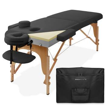Saloniture Professional Portable Memory Foam Massage Table - Black