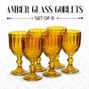 Elle Decor Embossed Goblets Glasses, Vintage Glassware Sets, Water Goblets for Party, Wedding, & Daily Use, Set of 6 - 2 of 4