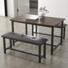 Dining Table Set for 4, Small Kitchen Table Set with 2 Upholstered Bench, Farmhouse Set, Space Saving Dining Table for Apartment, Rustic Brown - 4 of 4