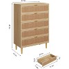 Nasitip 5 Rattan Drawer Dresser for Bedroom, Large Double Dresser with Deep Drawers, Chest of Drawers for Closet with Wide Top - 3 of 4
