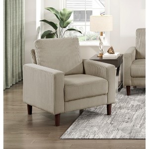 Corduroy Upholstered Accent Chair with Cushioned Seat and Exposed Wooden Legs for Living Room - 1 of 4