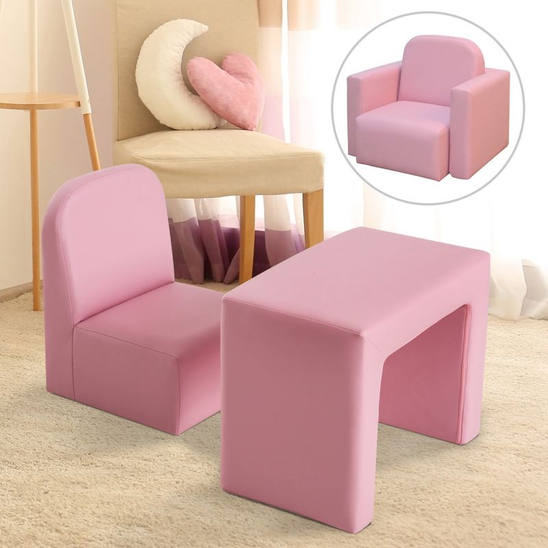 Qaba 2-in-1 Multifunctional Kids Sofa Convertible Table and Chair Set for 3 years old Boys Girls, 2 of 8