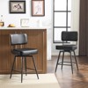 Karl Home Set Of 2 Black PU Leather And Curved Wood Back Bar Stools, Iron Base, Swivel - 3 of 4