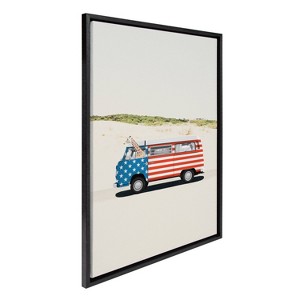 Kate & Laurel All Things Decor 23"x33" USA Retro Beach Van Framed Canvas by July Art Prints Black - 1 of 4