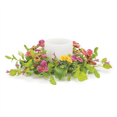 Melrose Pansy Floral Candle Ring 16"D