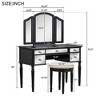 GlasFlength Stylish Multifunctional Vanity Tables with Ample Storage for Bedroom or Cloakroom Decor, Modern Design Style, Black,34.25”*19”*53.5" - 4 of 4