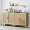 70" Rattan Sideboard Buffet Cabinet with 4 Doors, Adjustable Shelves & Solid Wood Legs, Storage Console for Dining Room, Kitchen, Living Room - 3 of 4