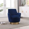 Swivel Barrel Chair, Round Accent Armchair With Gold Stainless Steel Base, Modern 360° Reading Chair for Living Room or Bedroom - 2 of 4