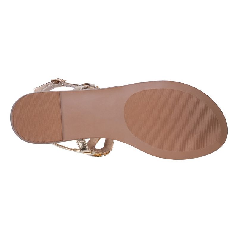 GC Shoes Lidia Metallic Embellished Slingback Flat Sandals, 5 of 6