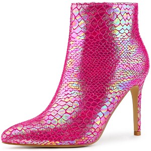 Perphy Women's Snakeskin Printed Pointed Toe Stiletto Heel Ankle Boots - 1 of 3