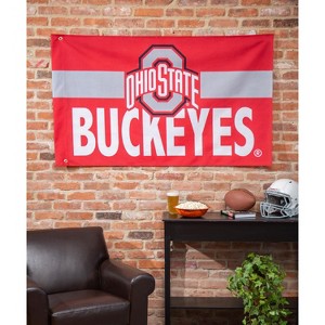 Evergreen Ohio State University Burlap 3' x 5' Flag, Premium Single Sided Printed with Grommets, Printed In The USA - 1 of 4