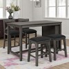 5-Piece Counter Height Dining Table Set with Storage Shelf, Solid Wood Bar Table and 2 Upholstered Chairs & 2 Stools, Table Set for Kitchen - 2 of 4