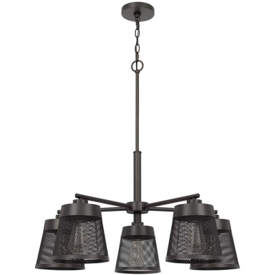 Matte Black Sputnik-Inspired Metal Chandelier with Mesh Shades