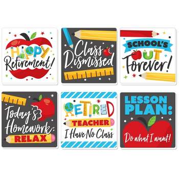 Big Dot of Happiness Teacher Retirement - Funny Happy Retirement Party Decorations - Drink Coasters - Set of 6