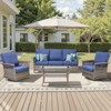 Belord 4 Pieces Patio Furniture Set, Patio Couch Set with Swivel Rocking Gliding Chairs and Coffee Table, All Weather Wicker Patio Set - 2 of 4
